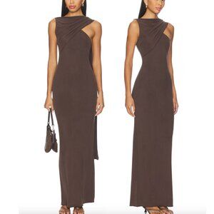 NEW Aya Muse Cedar Maxi Dress in Dark Brown Cutout Gown XS XSmall